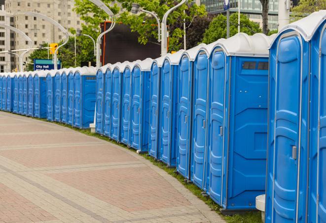 Seasonal porta potty units set up at a Fort Pierce, Florida venue